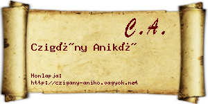 Czigány Anikó névjegykártya